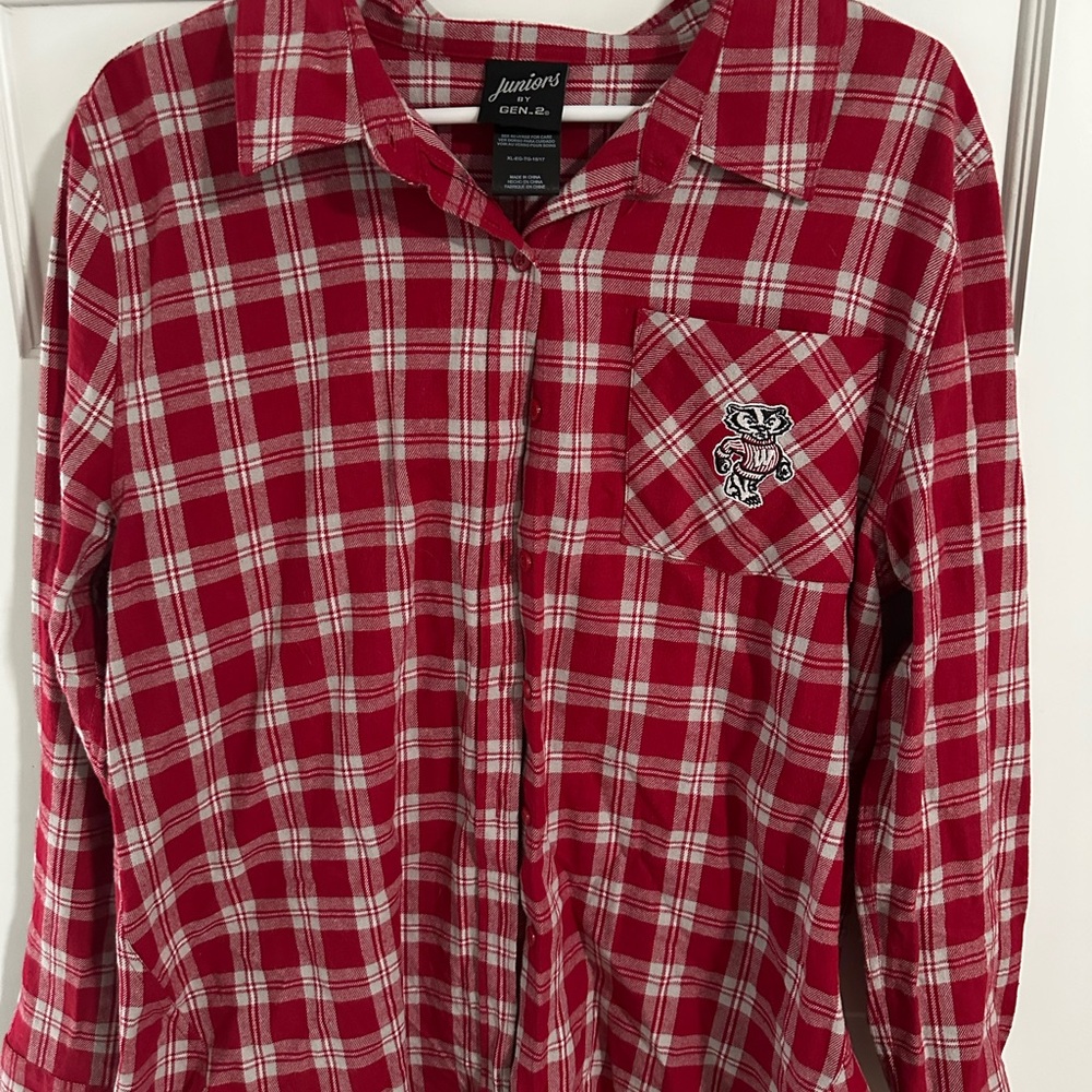 Women's Red Plaid Button Down Shirt